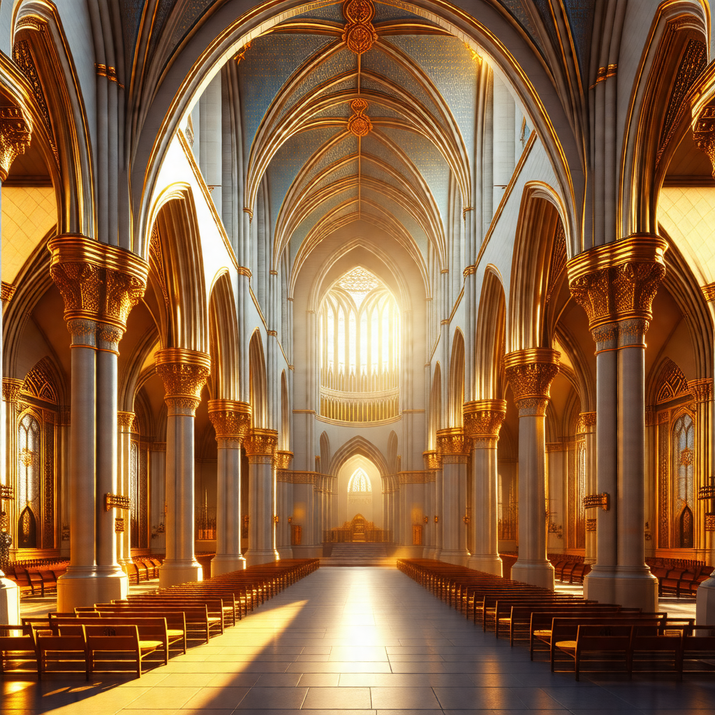 Large, ornate cathedral with a beautiful stained glass wi...