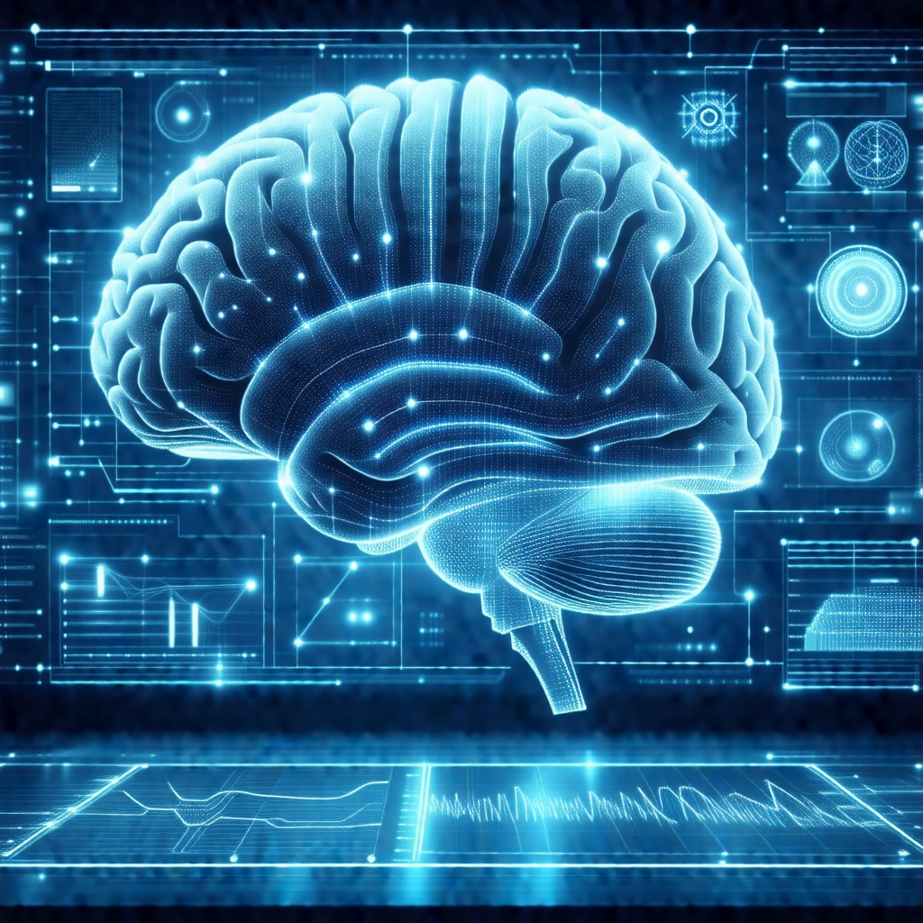 Close-up of a human brain, with a blue background