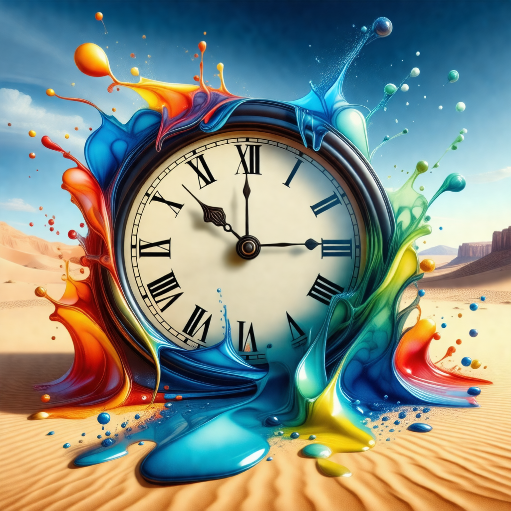 Large clock with a colorful, abstract design