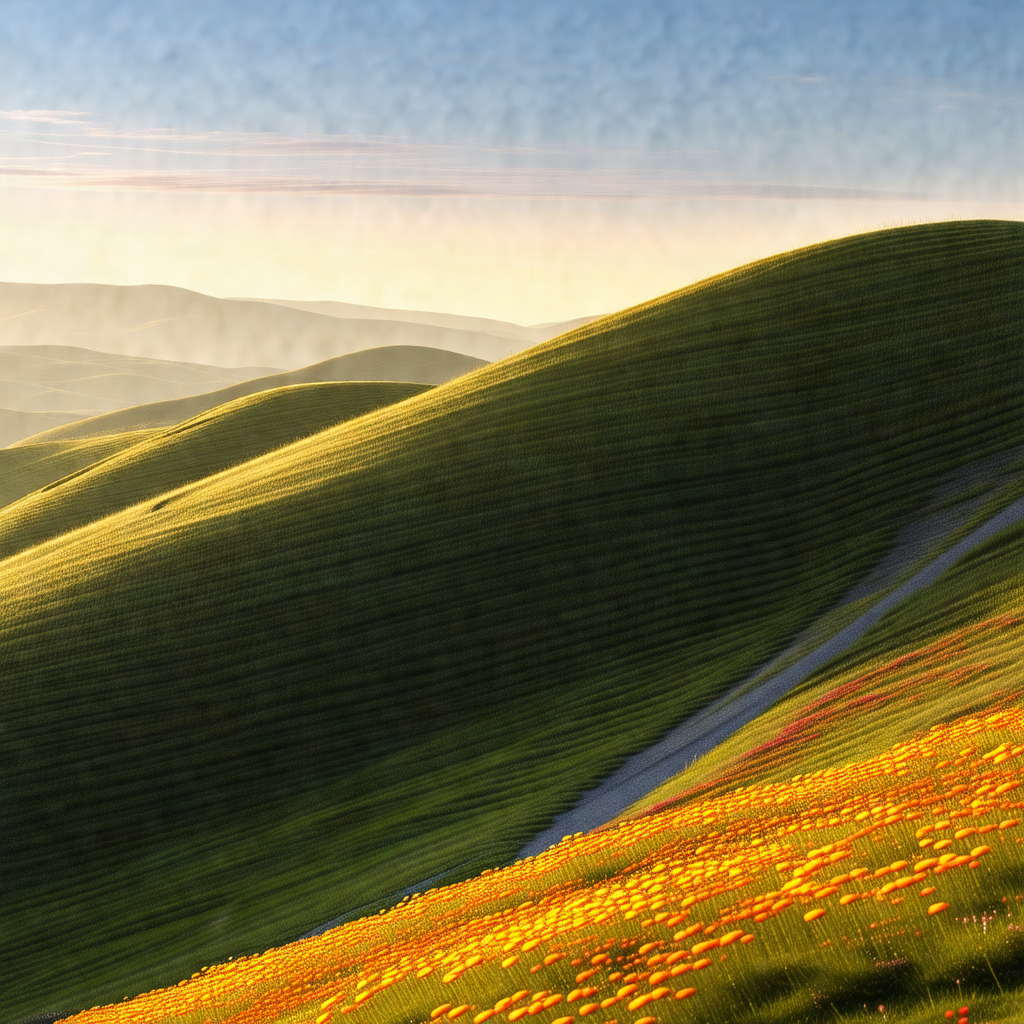 Beautiful landscape with a lush green hillside and a vall...