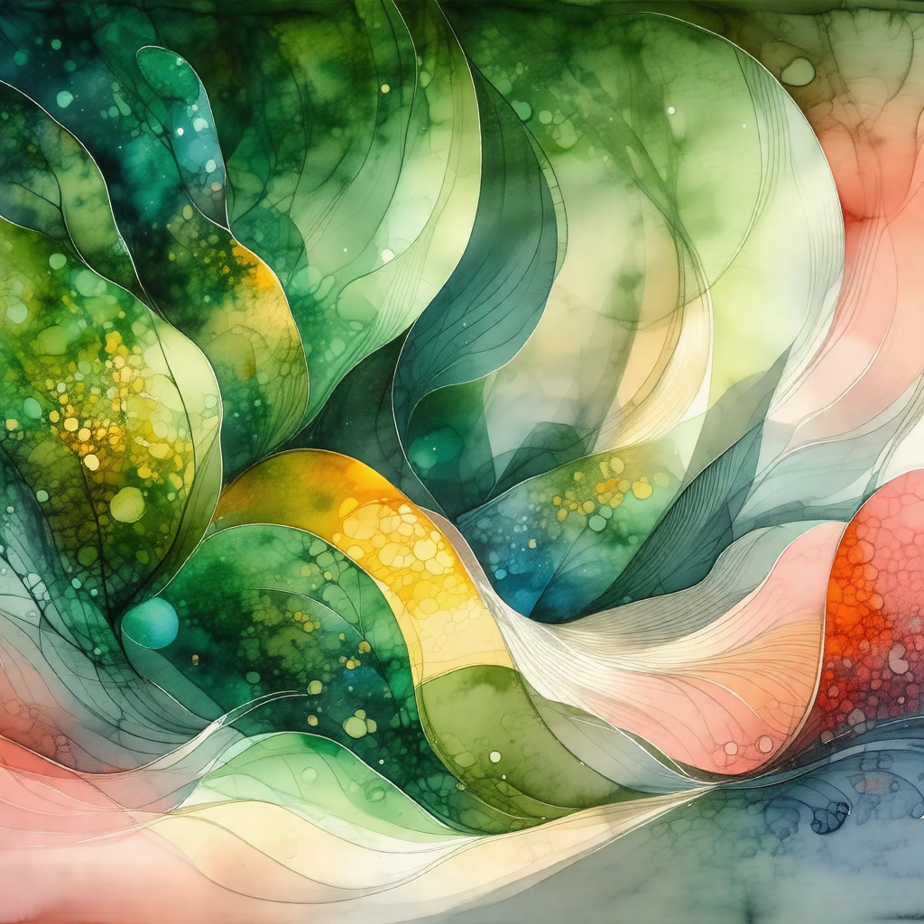 Colorful painting of a leafy plant with a variety of colors