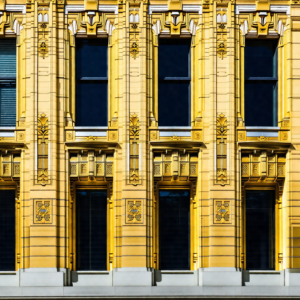 Large, yellow building with many windows