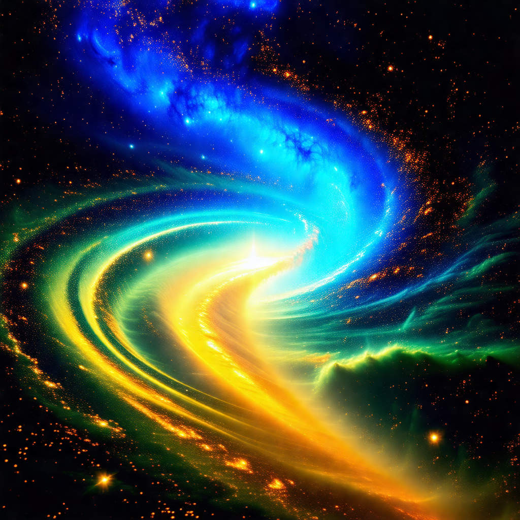 Vibrant and colorful space scene, featuring a swirling sp...