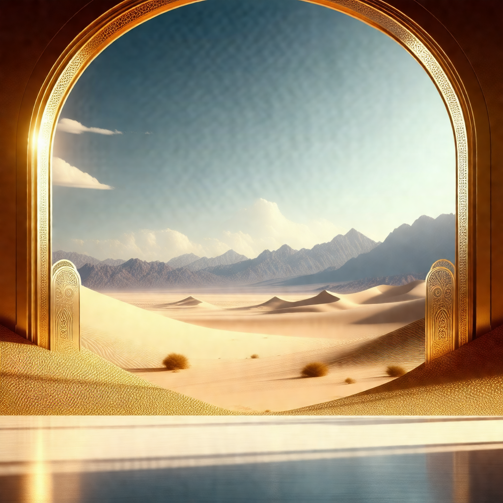 Beautiful desert landscape with mountains in the background