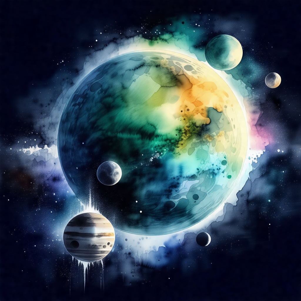 Colorful and detailed illustration of a solar system