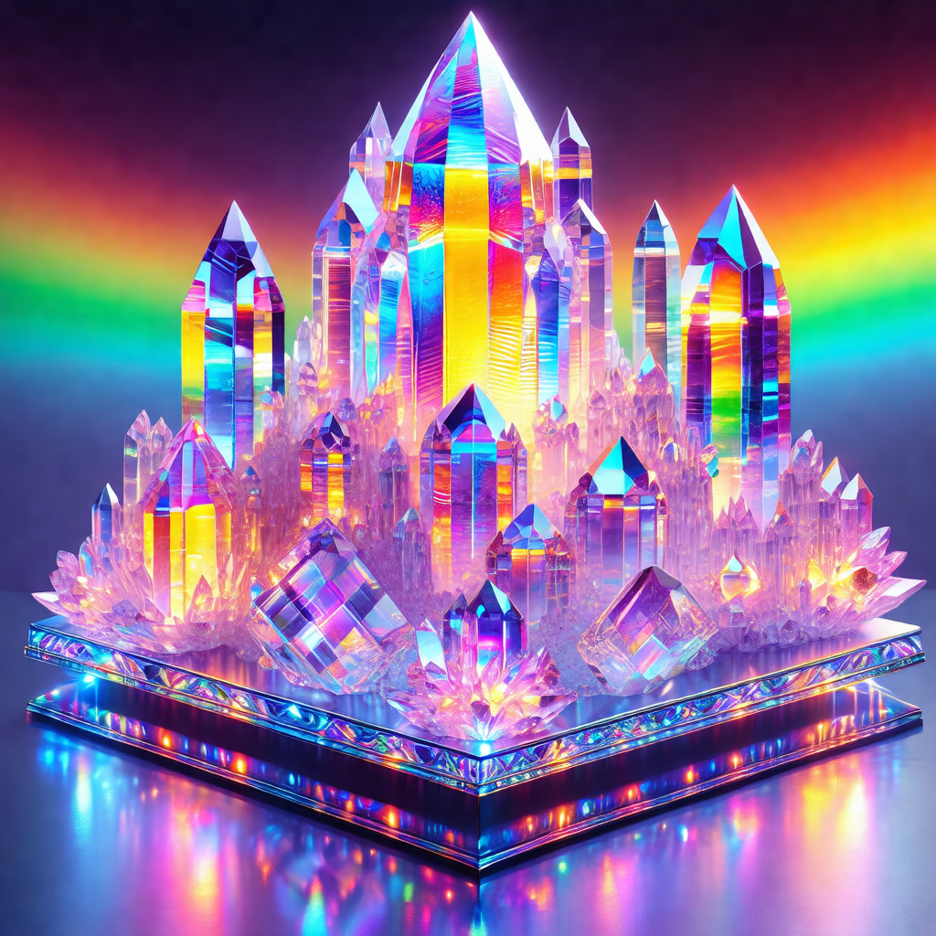 Large, colorful crystal structure that resembles a castle...