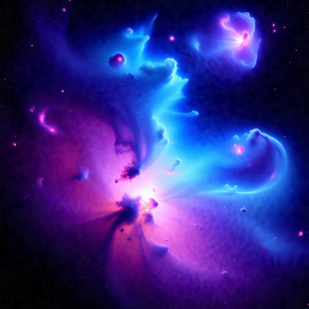 Beautiful purple nebula with a blue hue, surrounded by a ...