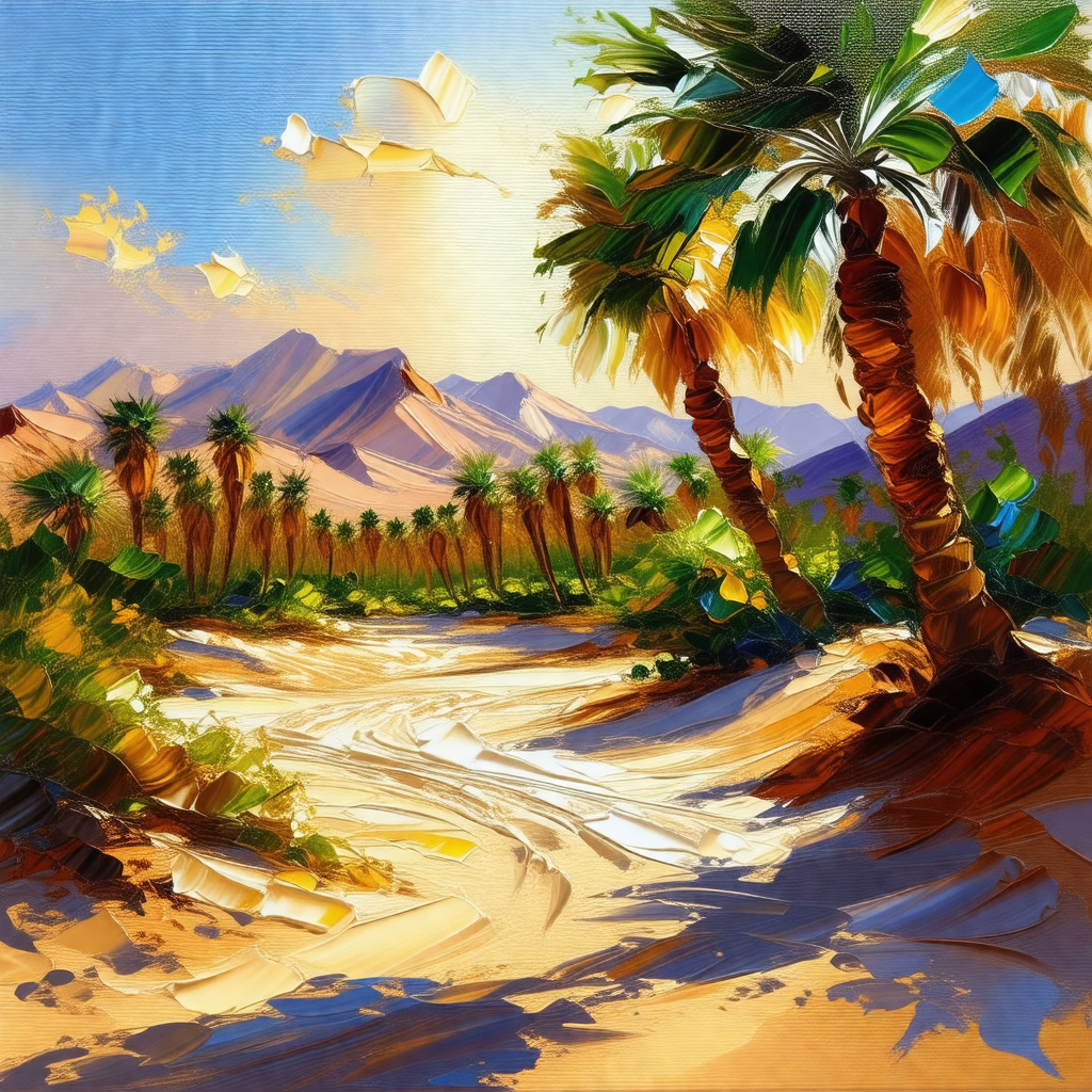 Beautiful desert scene with a sandy path leading to a mou...
