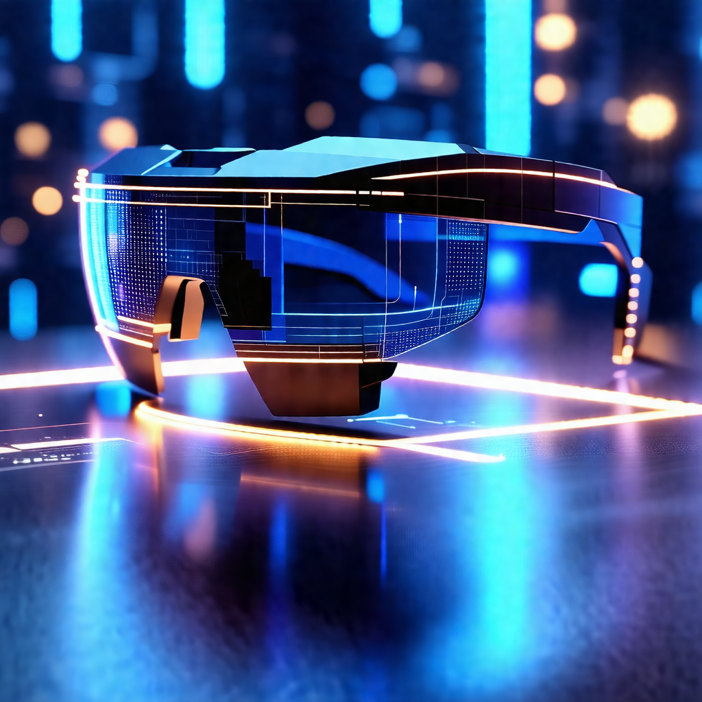 Futuristic-looking pair of glasses, likely a virtual real...