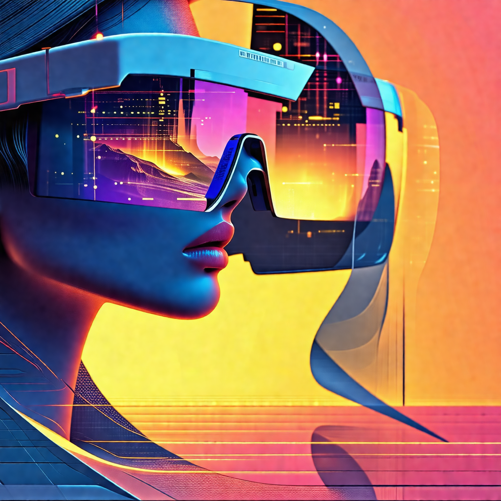 Colorful and artistic depiction of a woman wearing a pair...