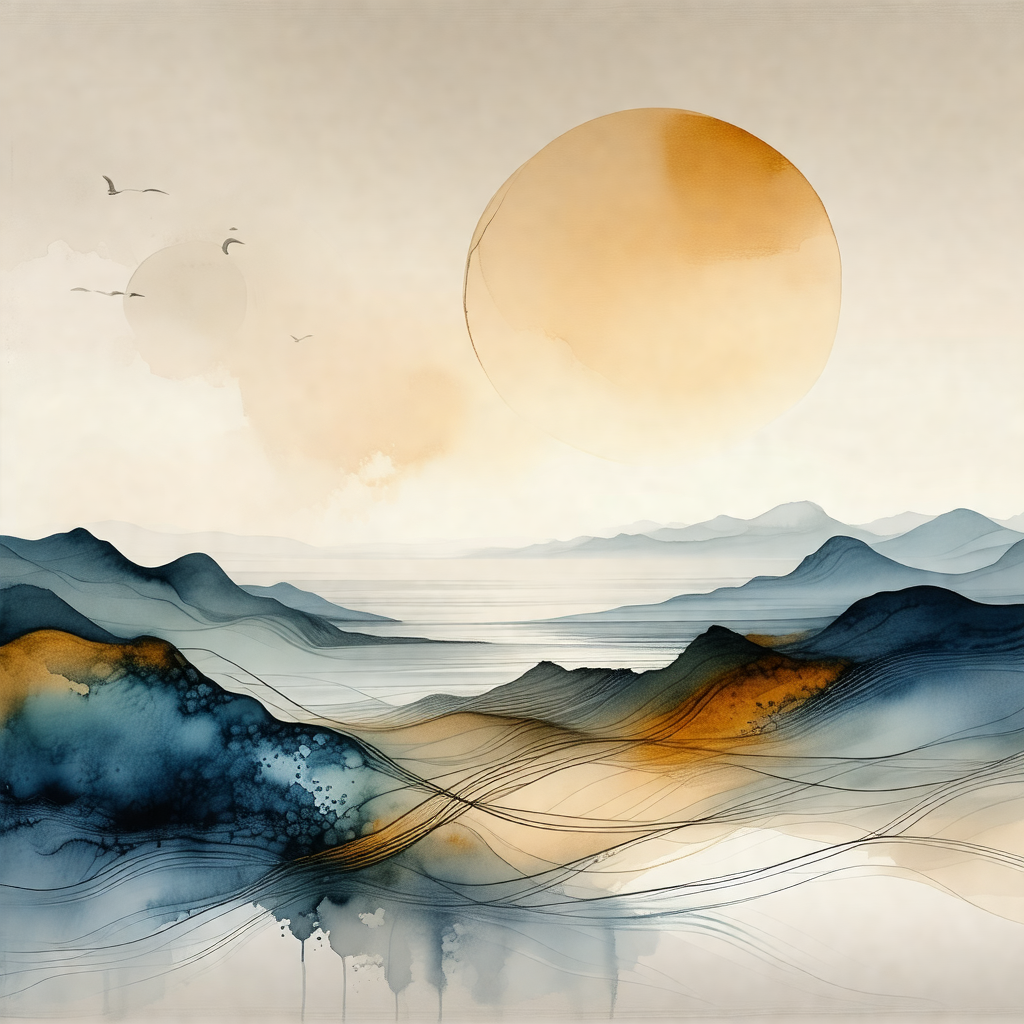 Beautiful painting of a sunset over a body of water