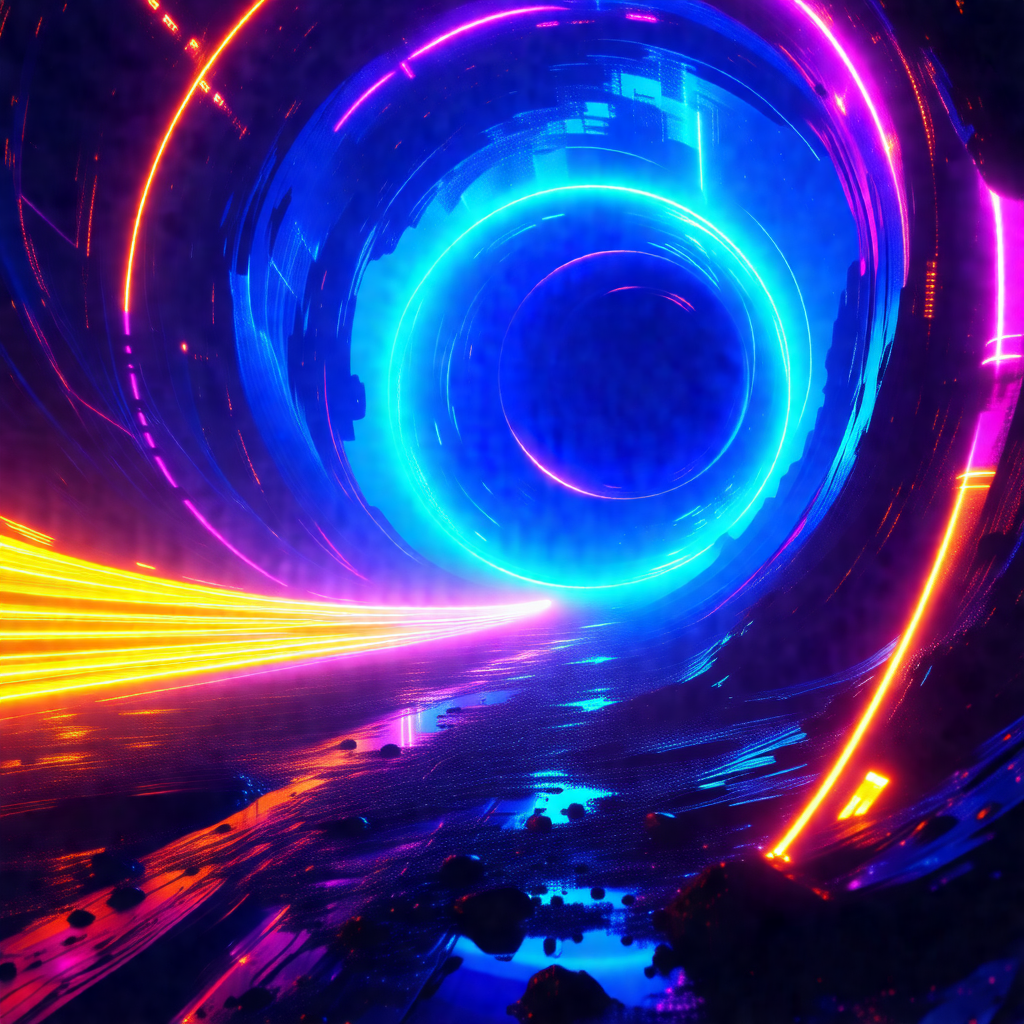 Tunnel with a blue light illuminating it