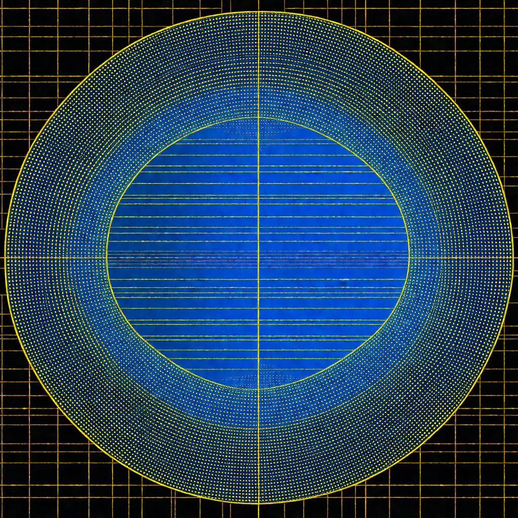 Blue circle with a yellow line running through it