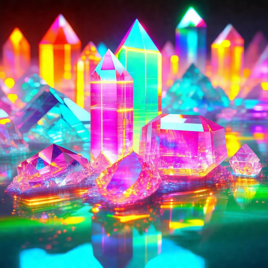 Vibrant and colorful display of crystals, possibly a coll...