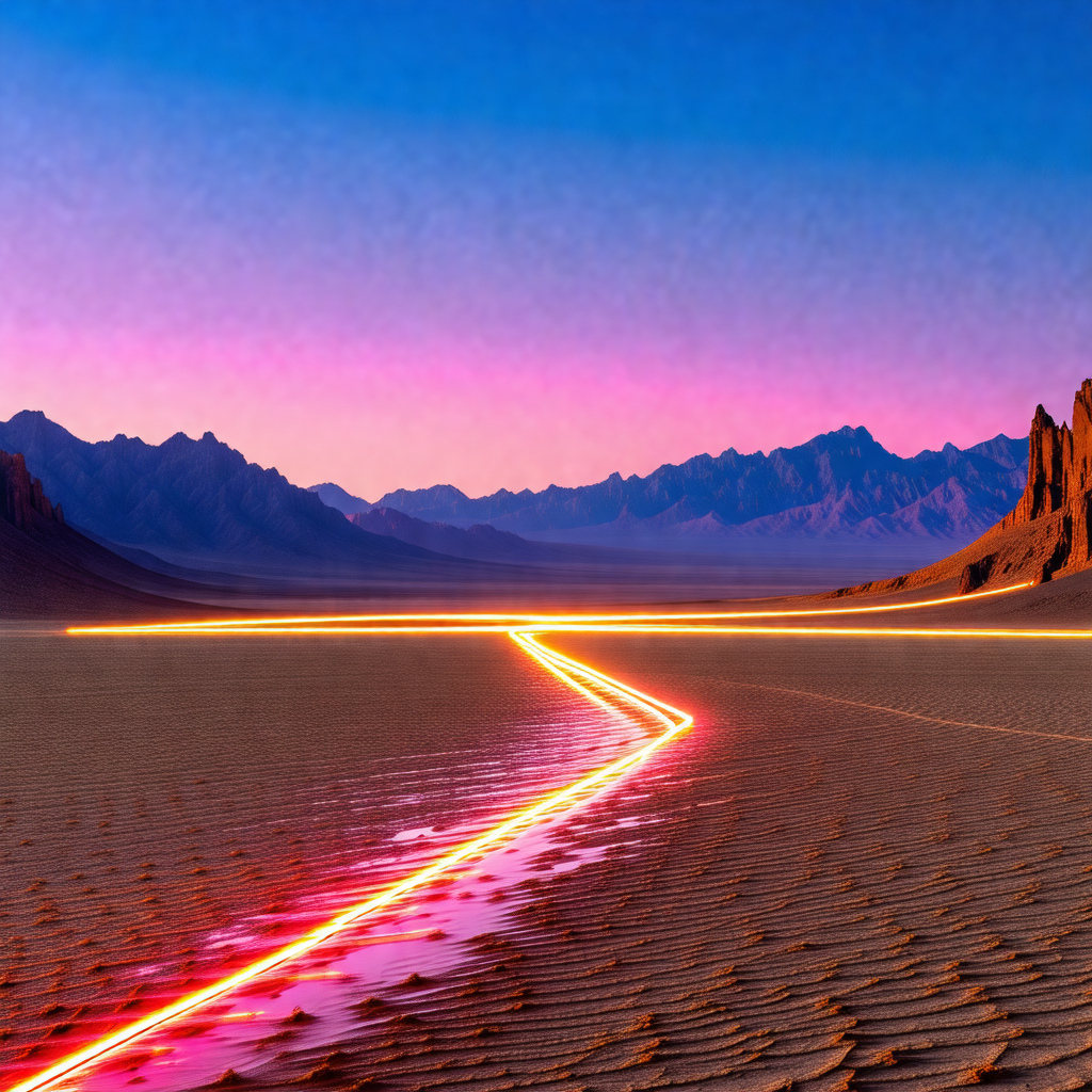Red line that appears to be a path or a road, running thr...