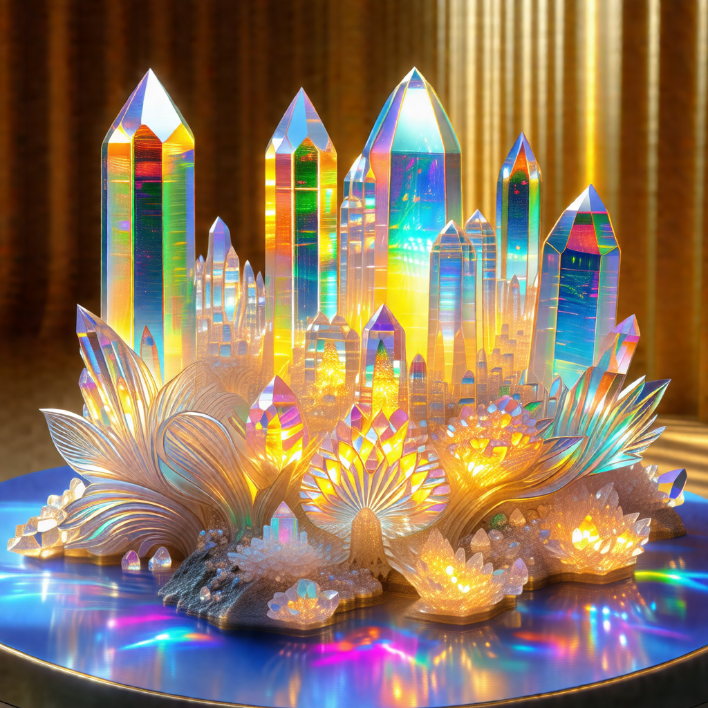 Large, colorful crystal cityscape, resembling a futuristi...