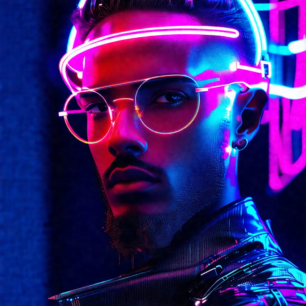 Man wearing a pair of glasses and a neon headband