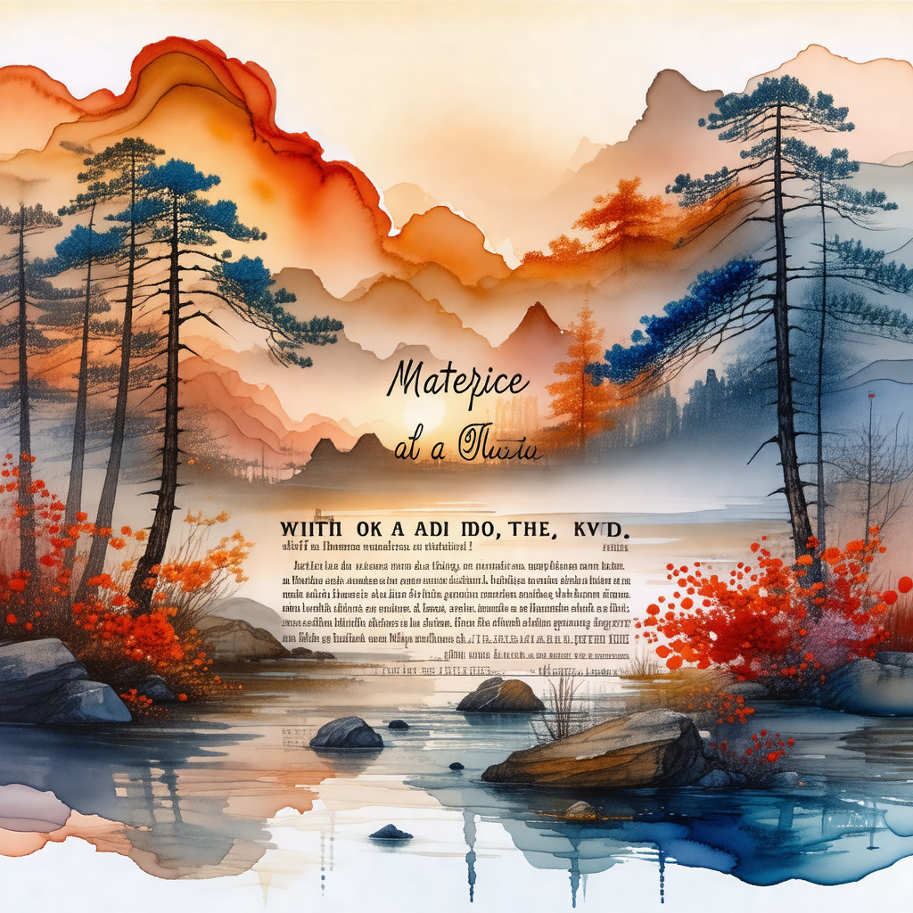 Painting of a forest with a body of water, possibly a lak...