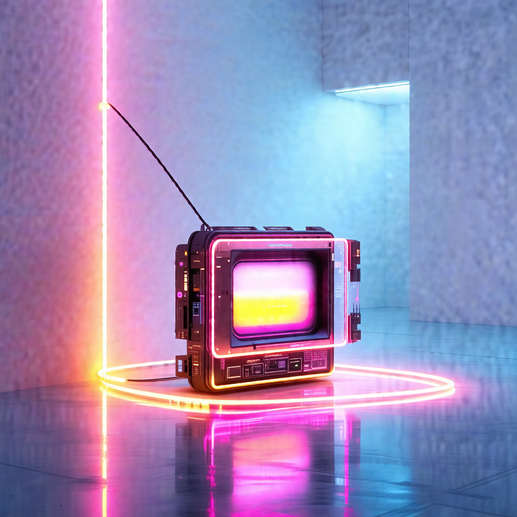 Small television set sitting on a table