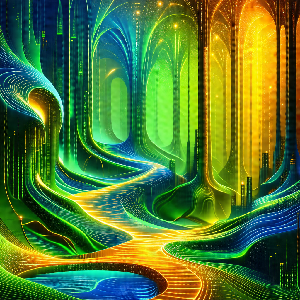 Digital painting of a colorful, winding path that leads t...