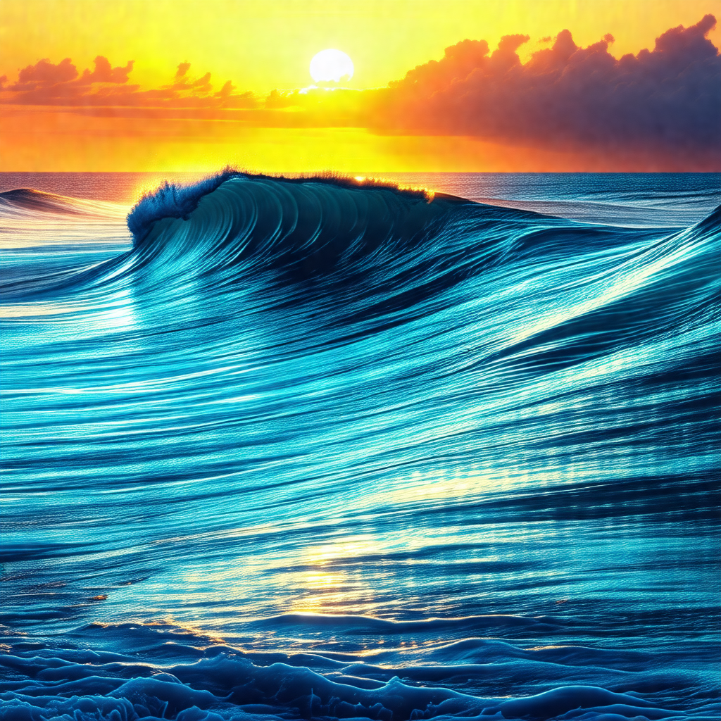 Captures a beautiful sunset over the ocean, with the sun ...
