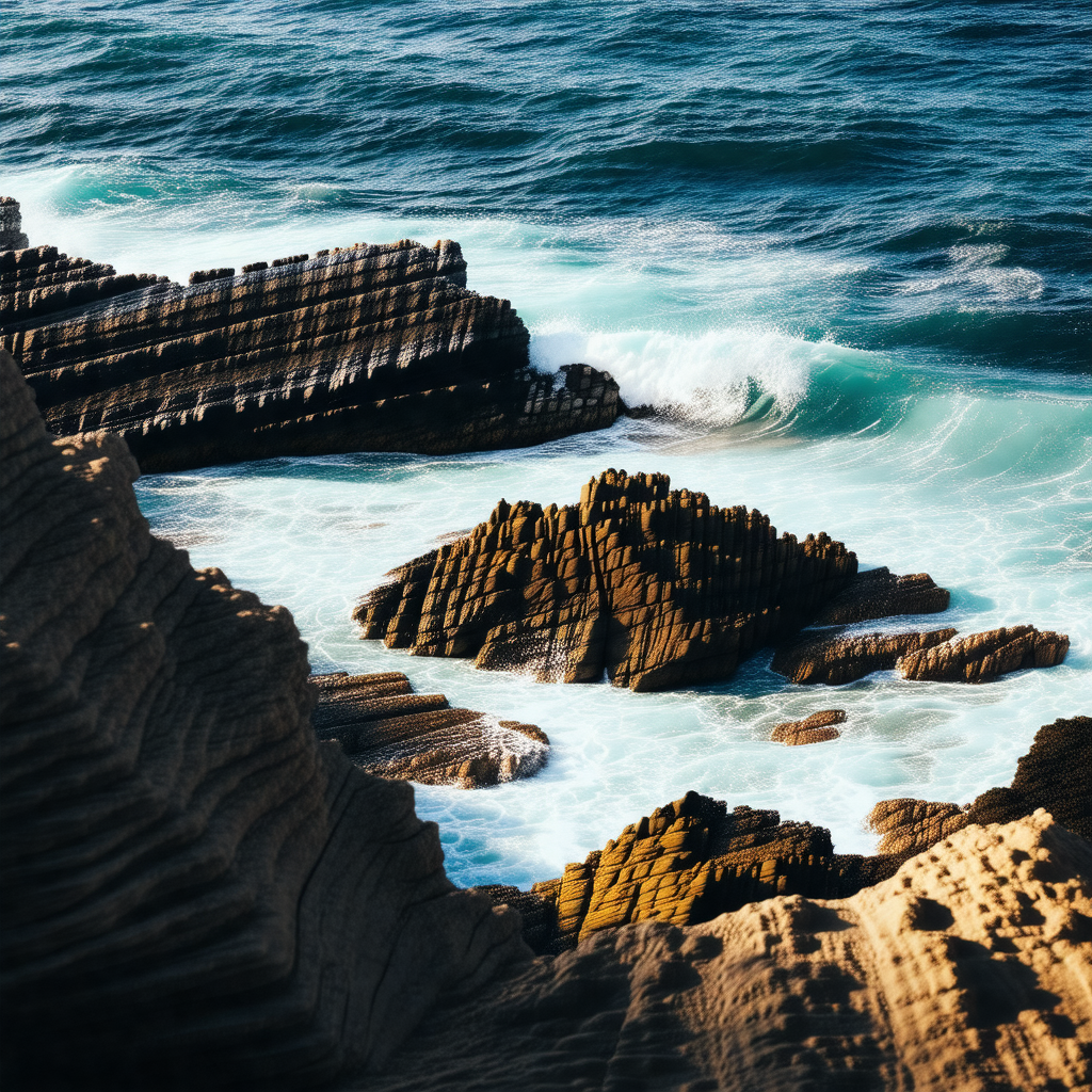 Beautiful ocean scene with a rocky coastline