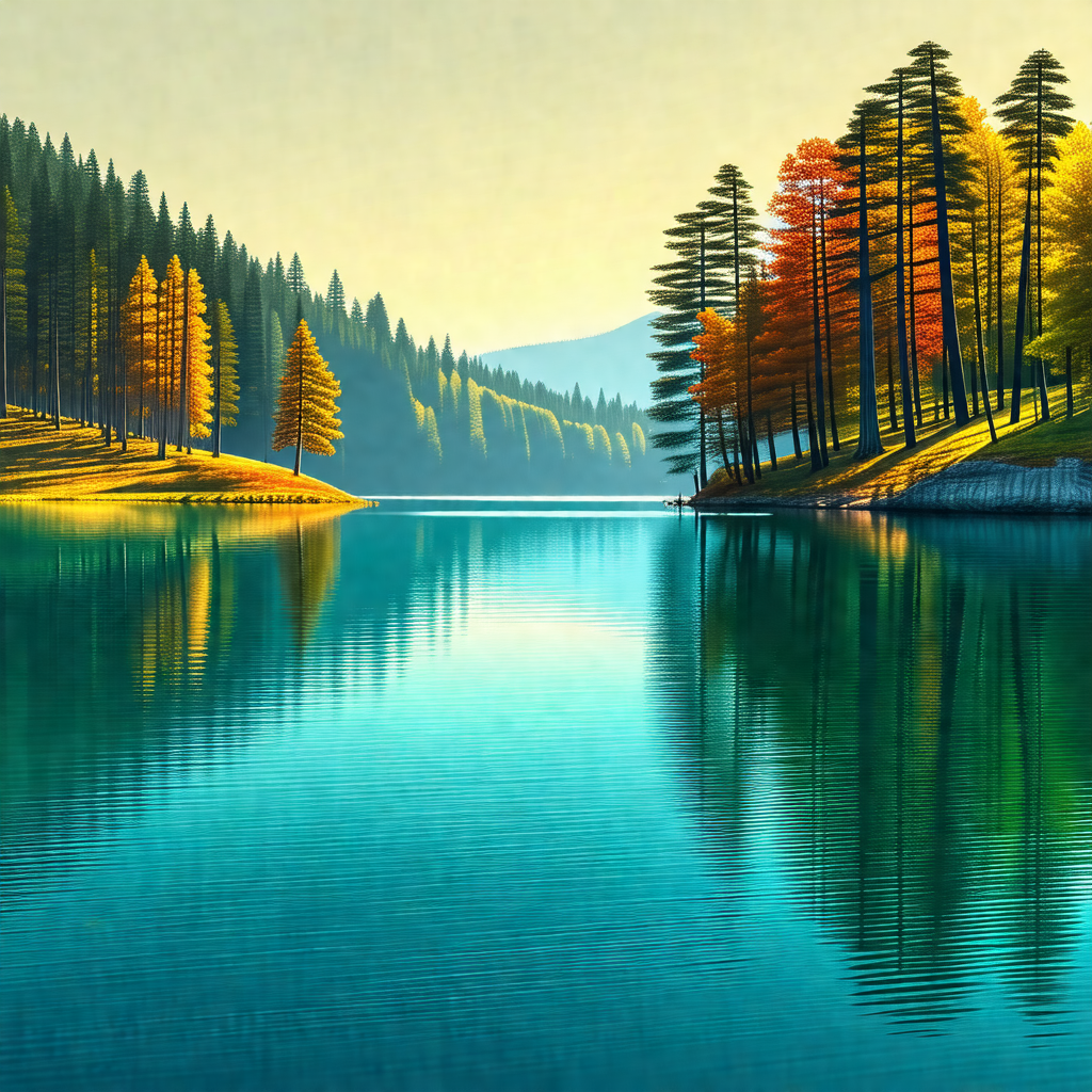 Serene lake surrounded by a forest of trees