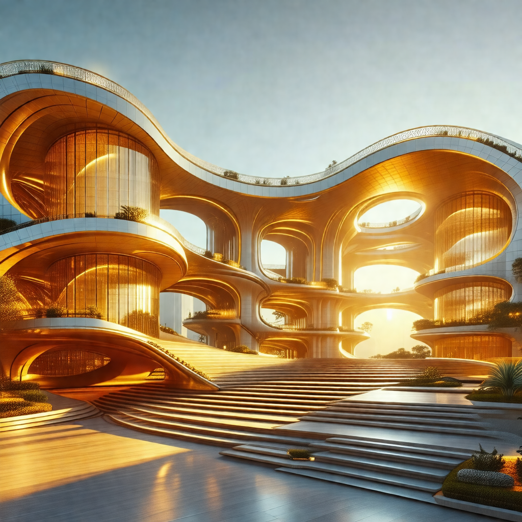 Large, modern building with a unique design