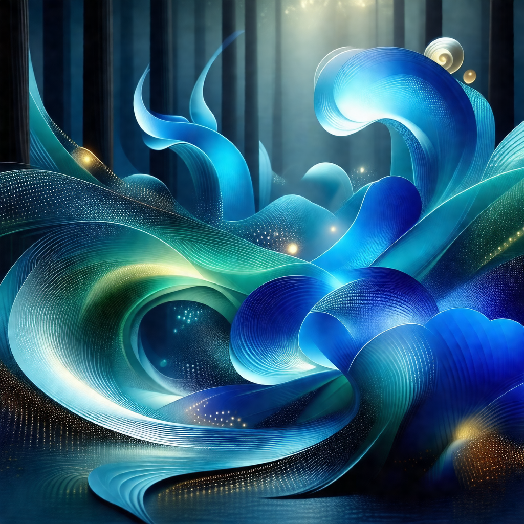 Blue and white swirling pattern, reminiscent of a kaleido...