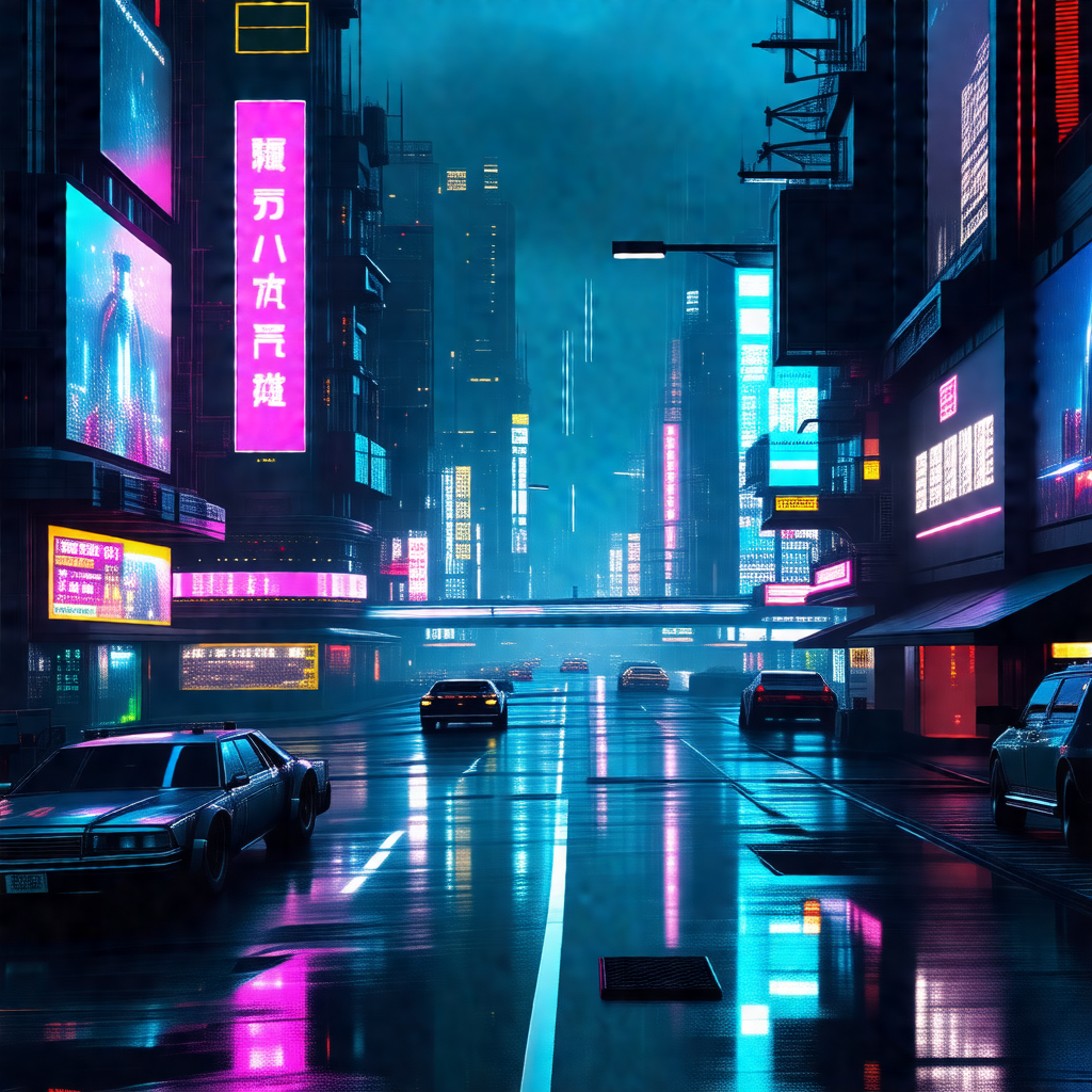 Busy city street at night, with a variety of cars driving...