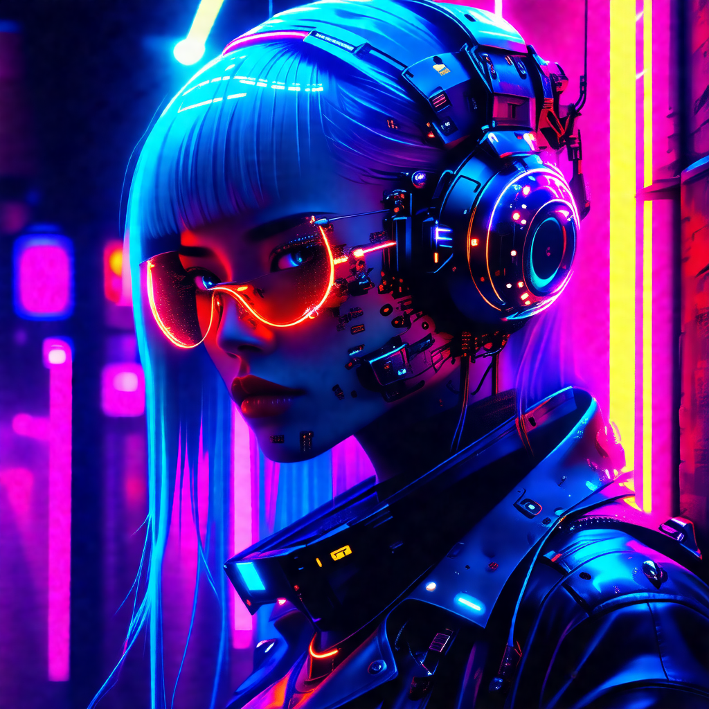 Woman with long hair and a futuristic appearance