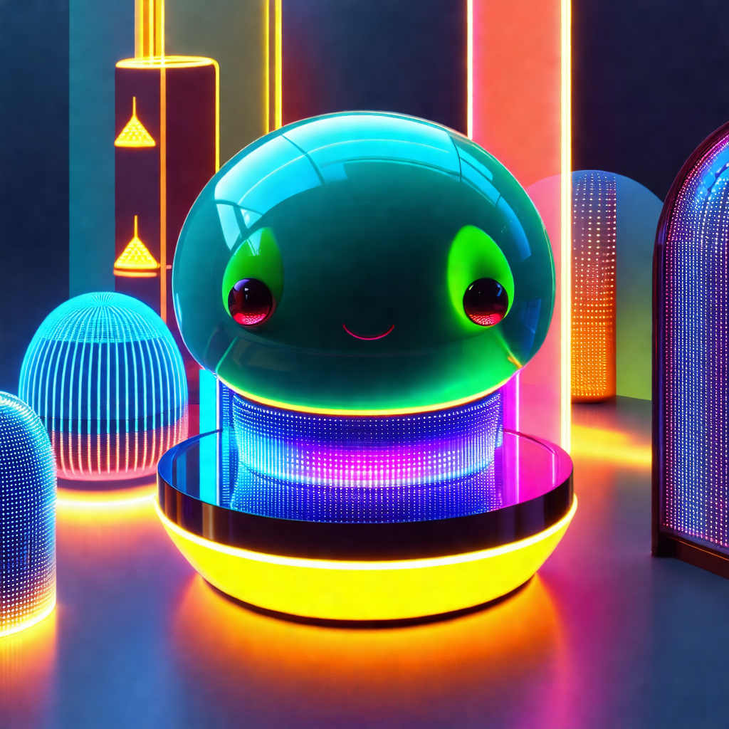 Large, colorful, and oddly shaped object sitting on a table