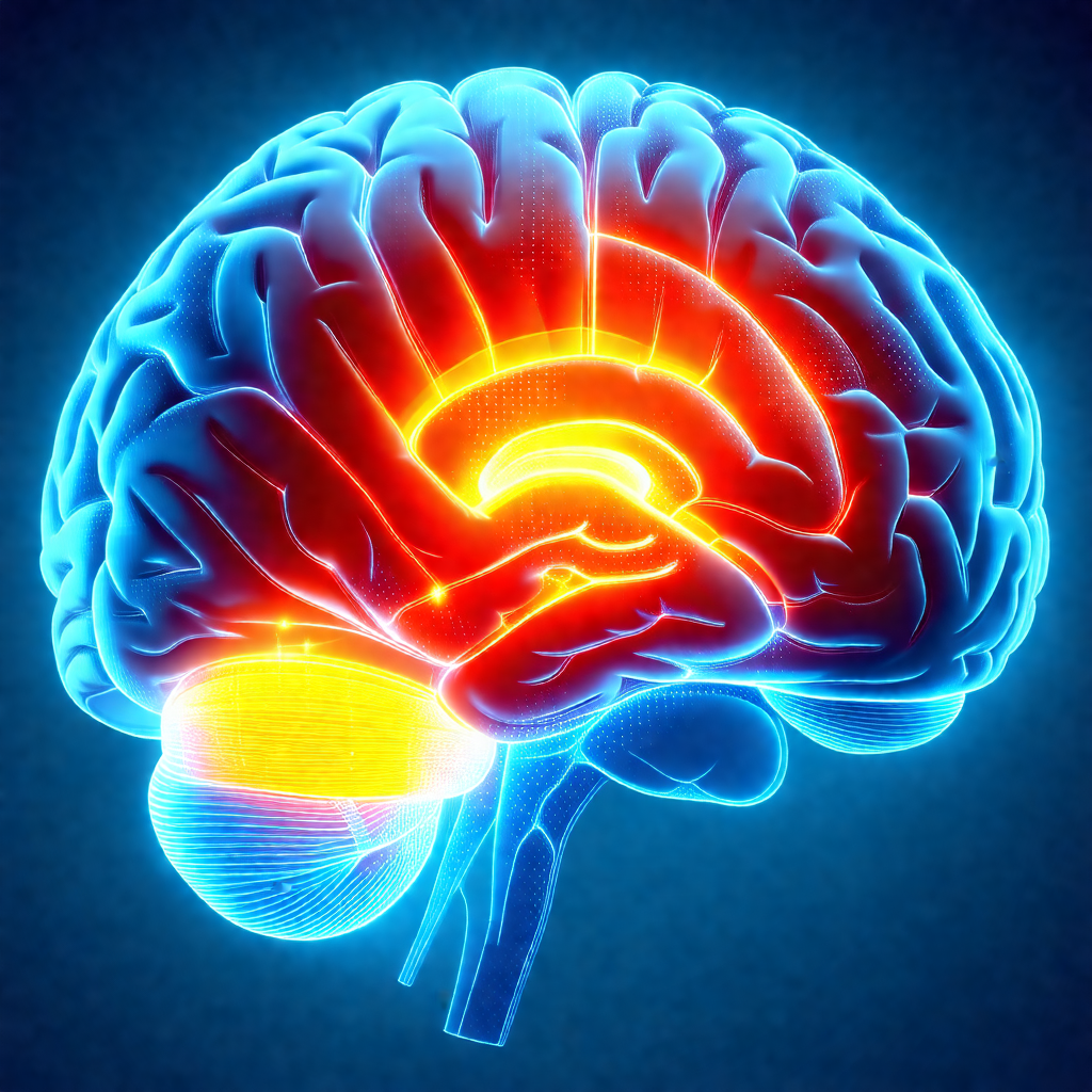 3d representation of a human brain, with a close-up view ...