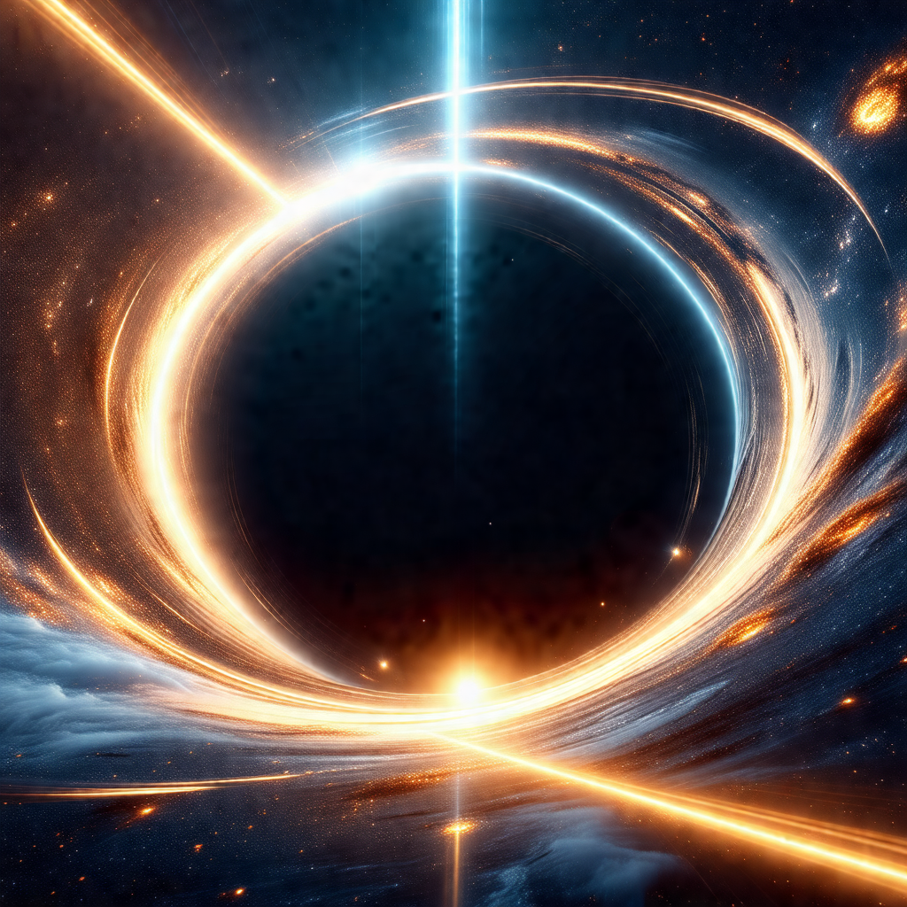 Large, brightly lit, and colorful hole in the center of a...