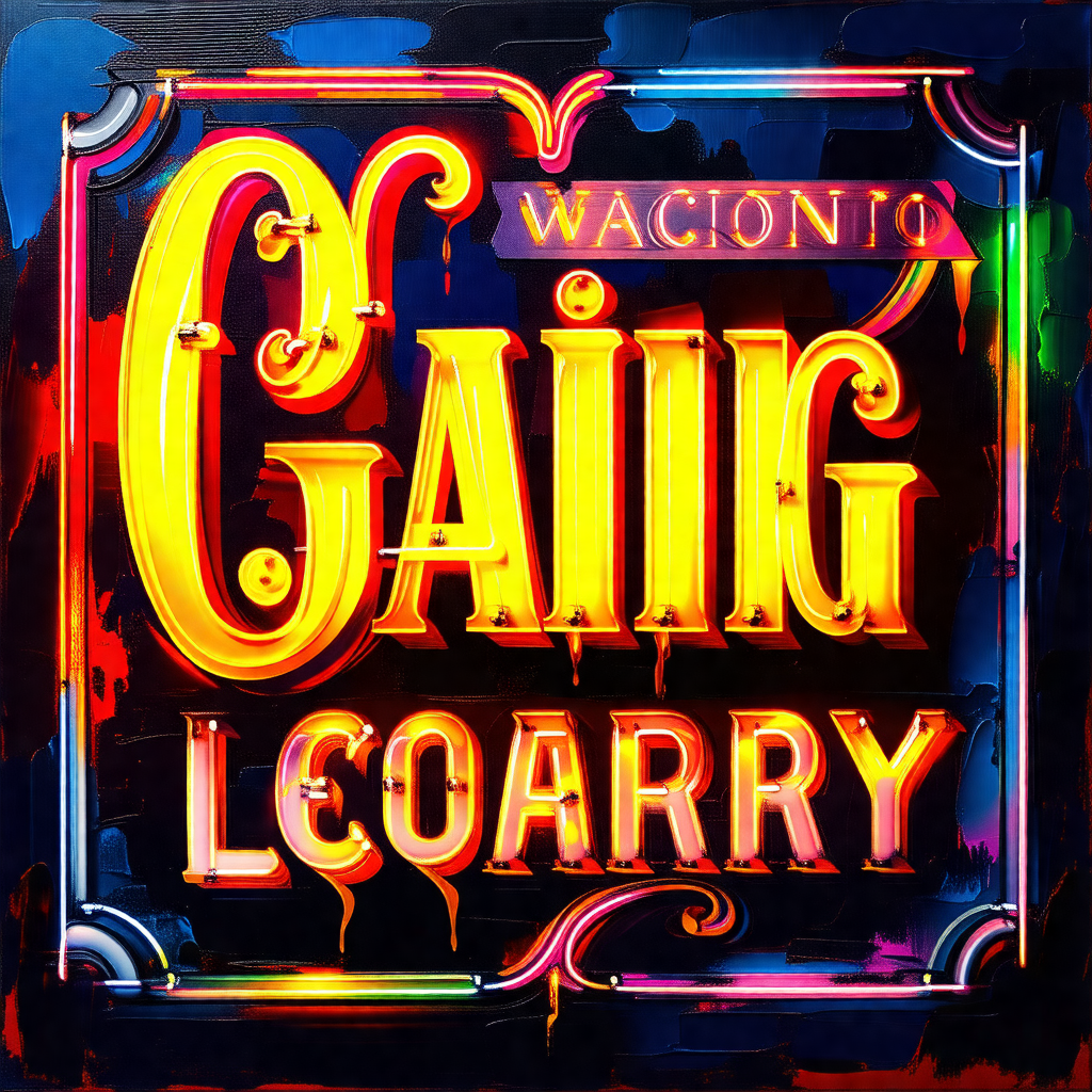 Colorful painting of a sign for a bar called gailg laorary