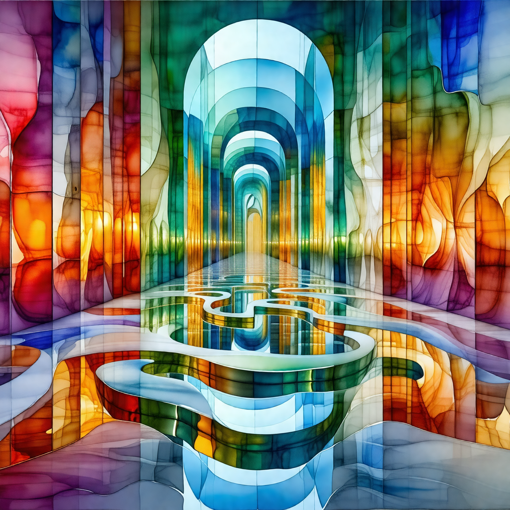 Colorful and artistic representation of a tunnel