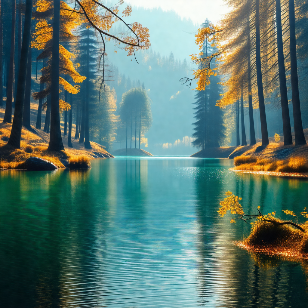 Serene lake surrounded by a forest