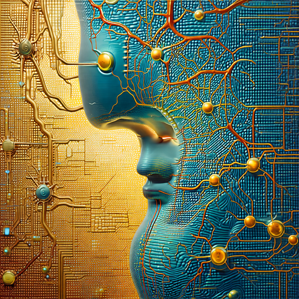 Close-up of a human head, with a blue background
