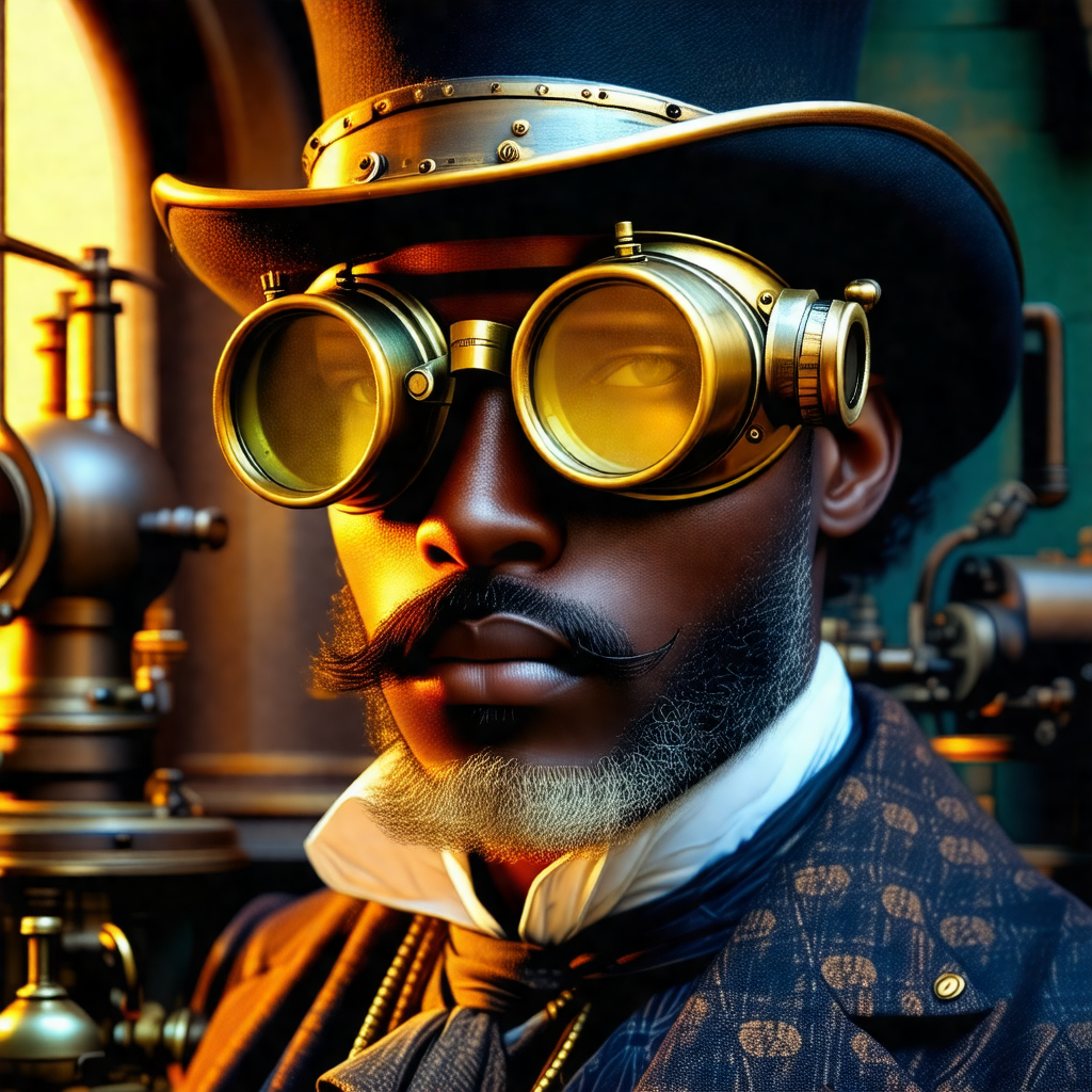 Man wearing a top hat and glasses, giving him a distincti...