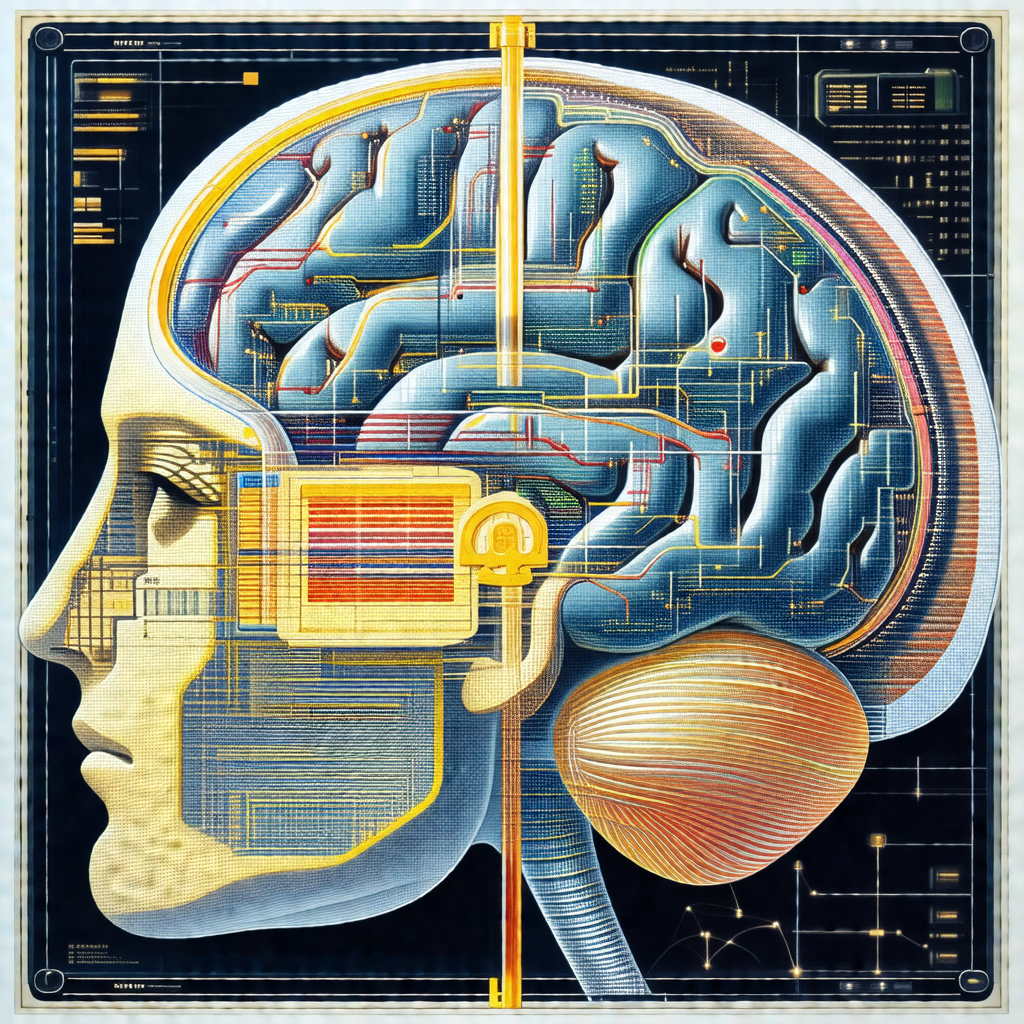 Detailed illustration of a human head, focusing on the br...