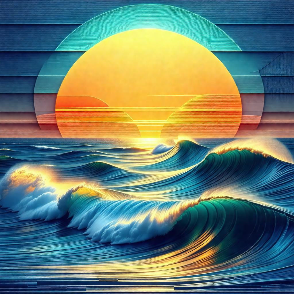 Painting of a beautiful sunset over the ocean