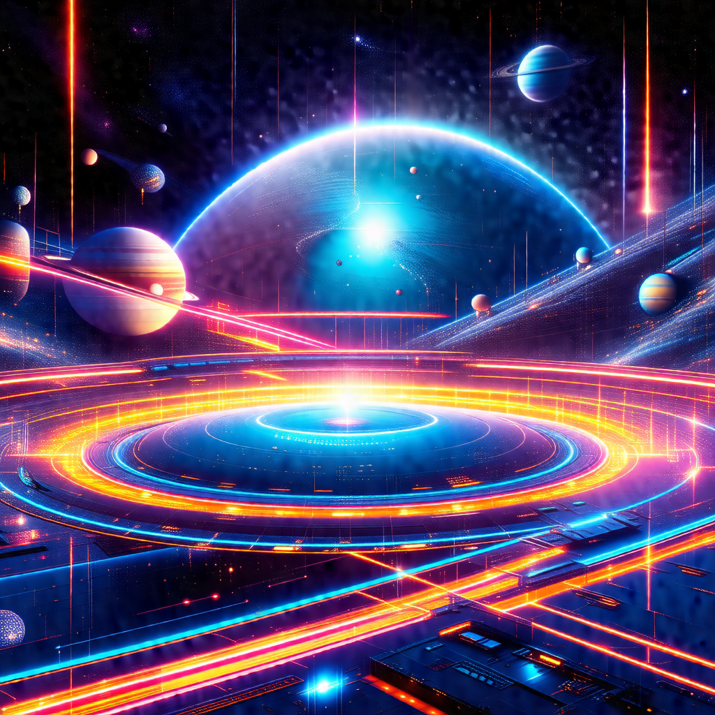Futuristic, colorful, and detailed illustration of a spac...