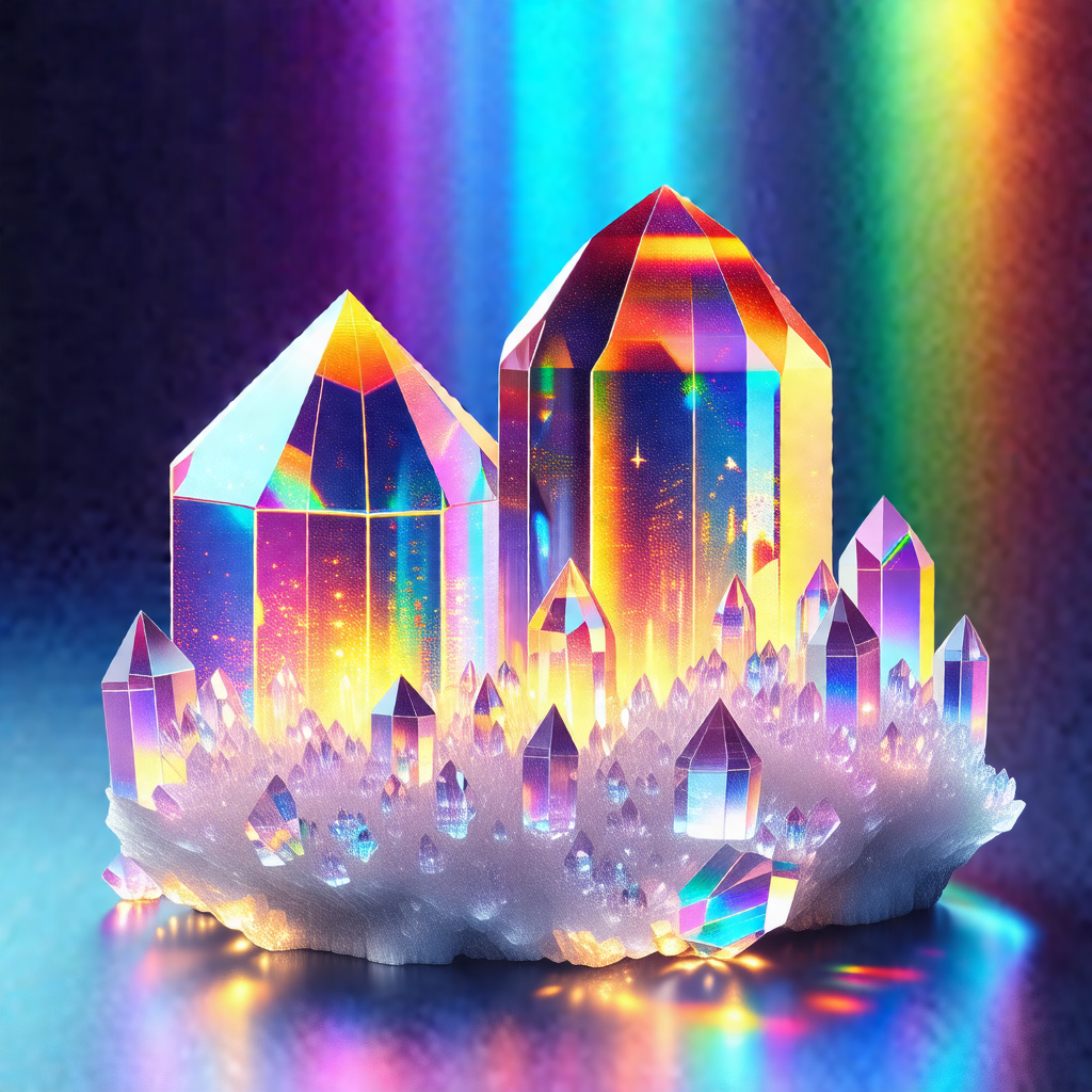 Colorful crystal structure, possibly a model of a rainbow...