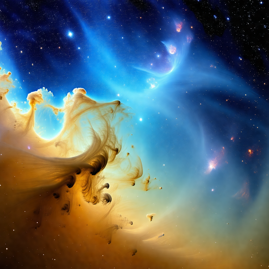 Beautiful and colorful nebula, which appears to be a swir...