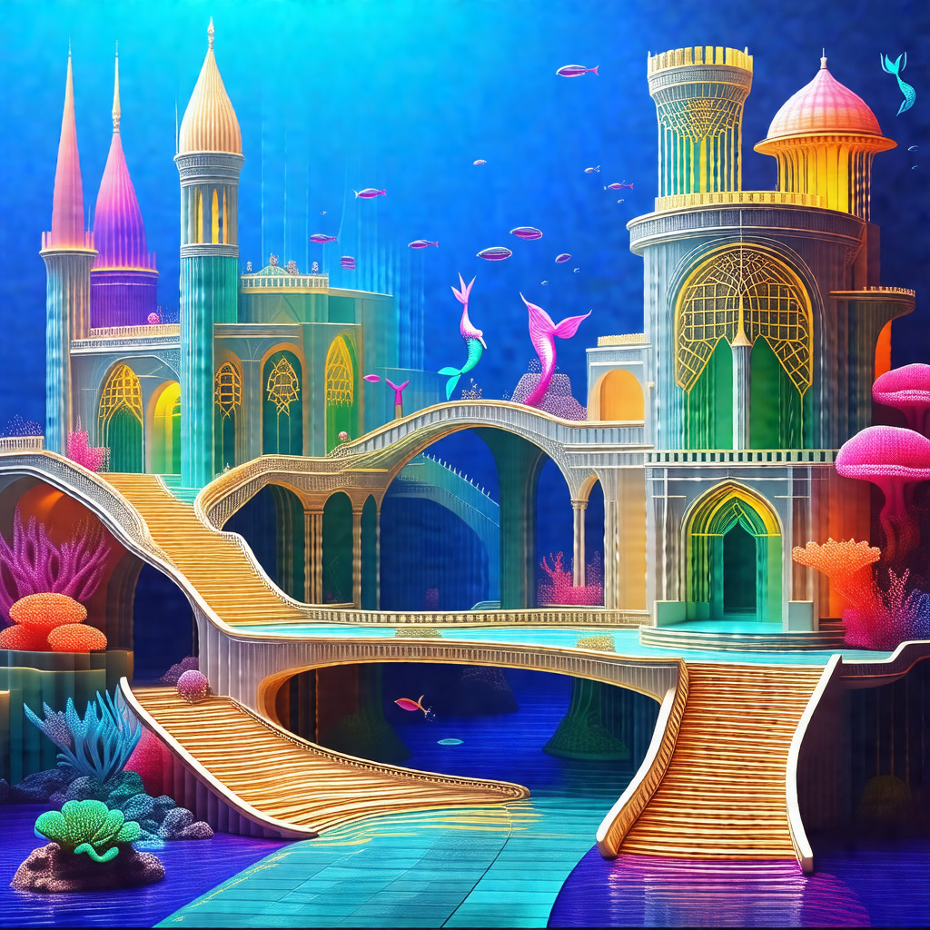 Colorful, artistic depiction of a castle, complete with a...
