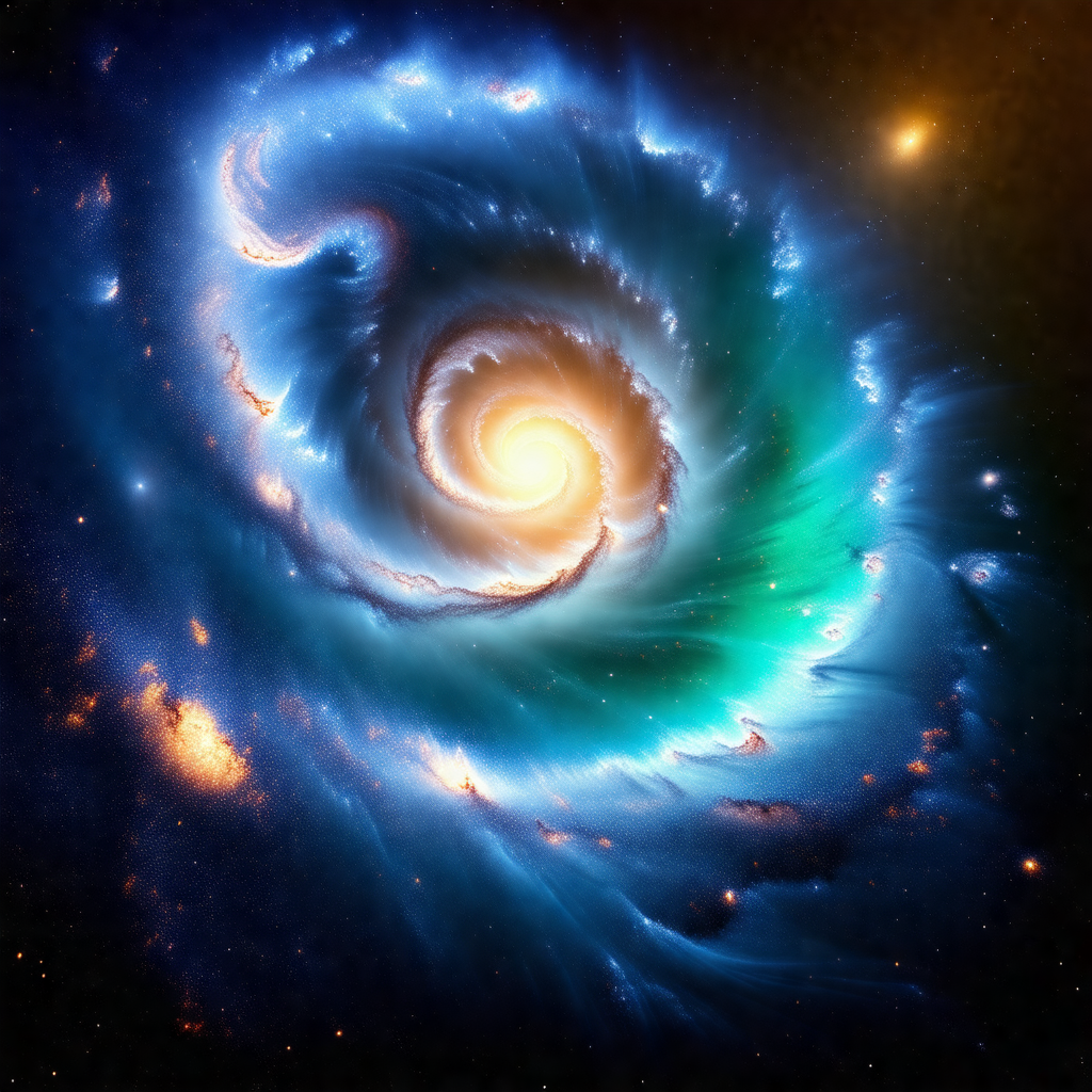 Spiral galaxy with a blue spiral at its center