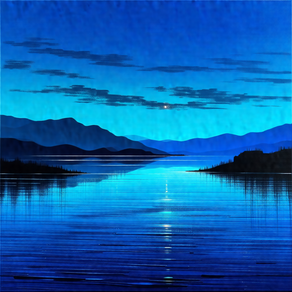 Serene scene of a large body of water, likely an ocean, w...