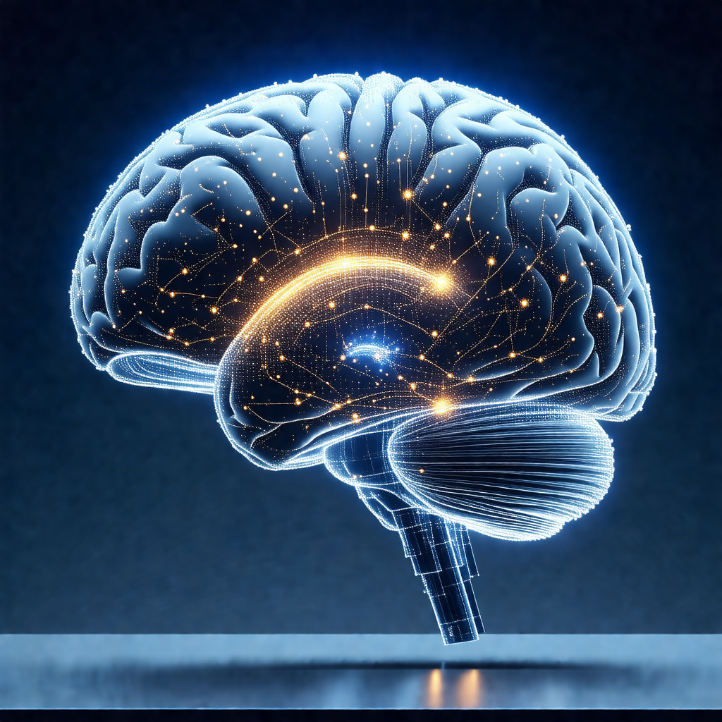 Close-up of a human brain, with a focus on the frontal lobe