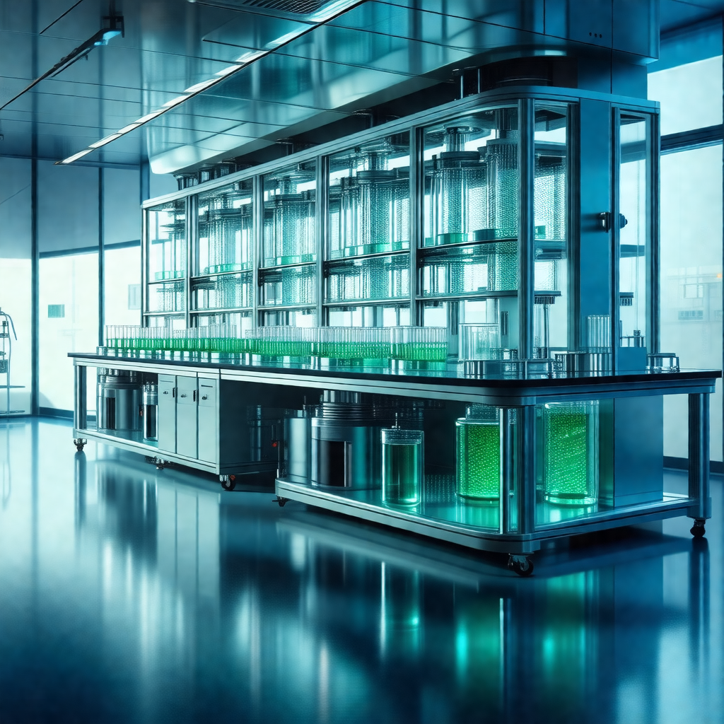 Large, clean laboratory with a variety of glass beakers a...