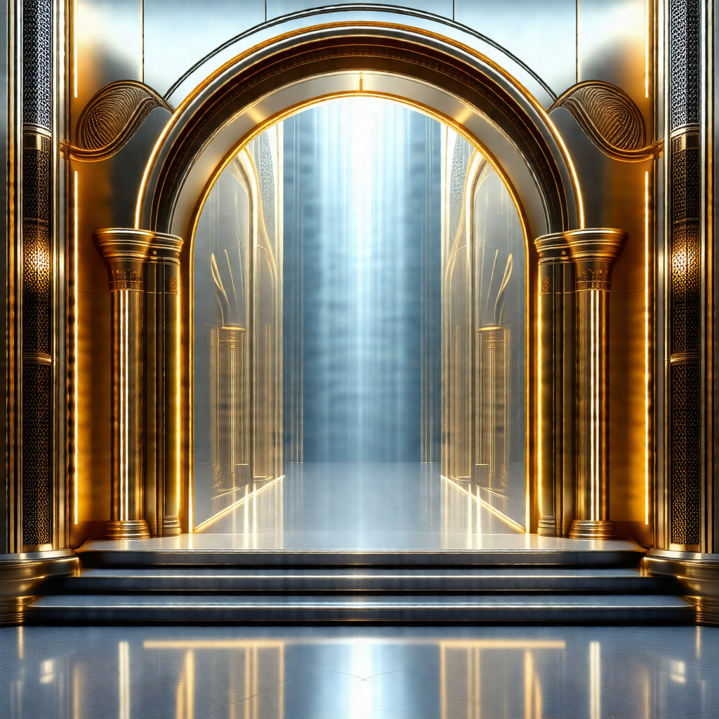 Large, ornate doorway with a gold and marble design